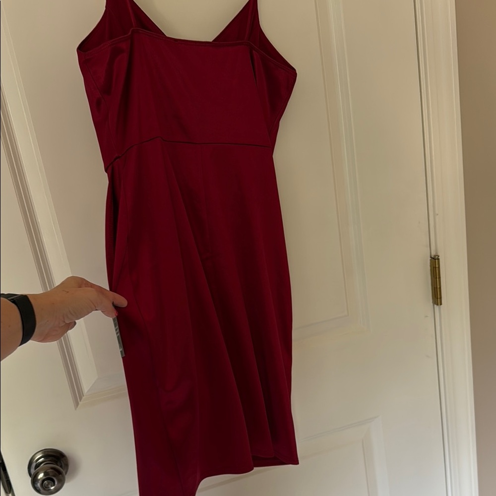 Lulu's Red Ruched Wrap Mini Dress - Picture 6 of 6